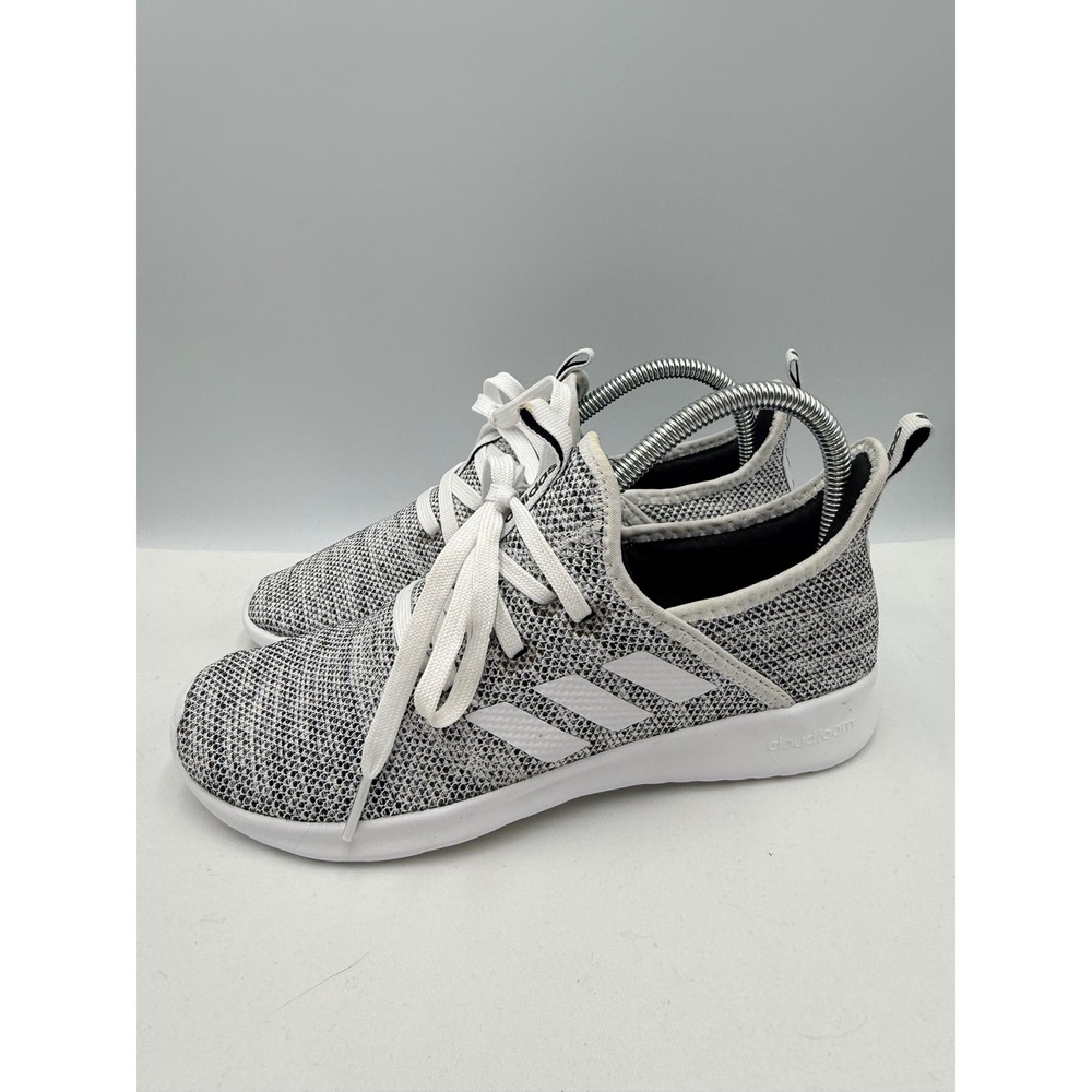 Adidas Cloudfoam Pure Women Size 6.5 White Black Knit Running Shoes DB0695